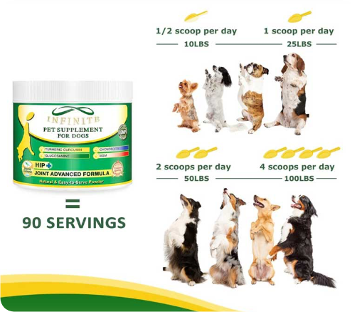Infinite Pet Hip Joint Supplement Powder with Organic Turmeric